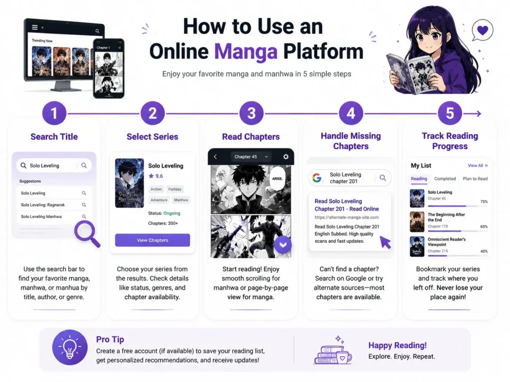 Five-step guide to using an online manga platform