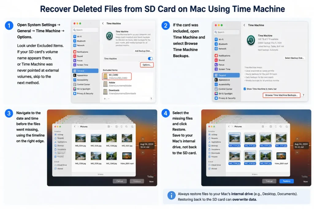 Recover SD card files with Time Machine