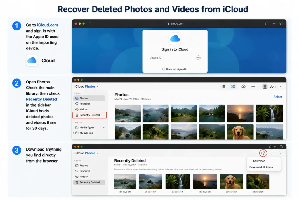 Recover deleted iCloud photos