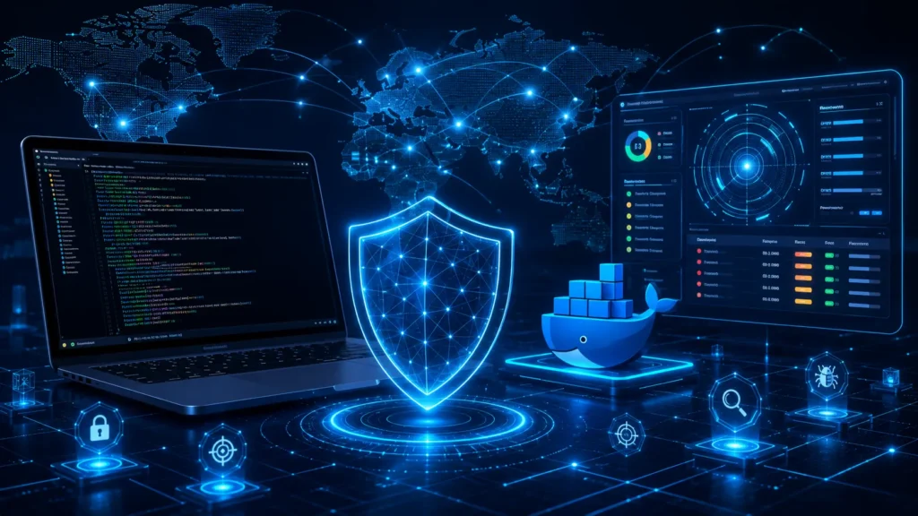 Cybersecurity scanner dashboard with Docker and network protection