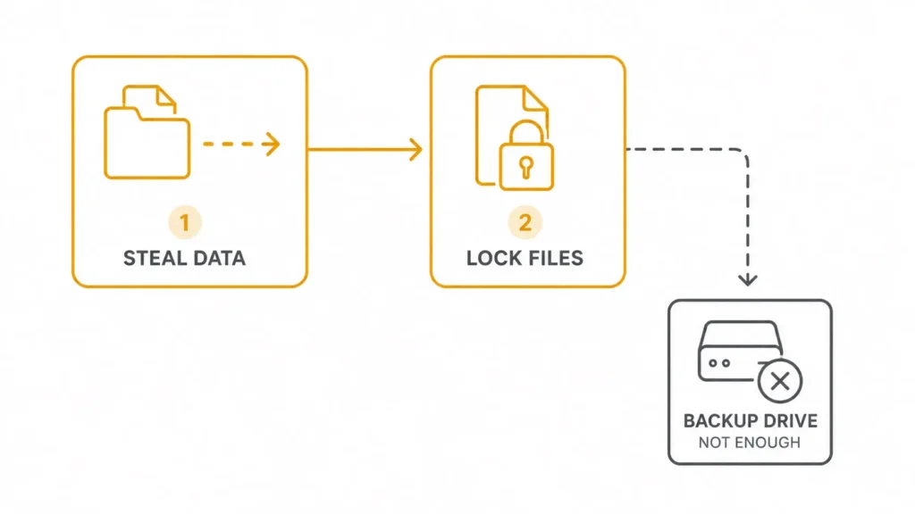 ransomware double extortion flowchart