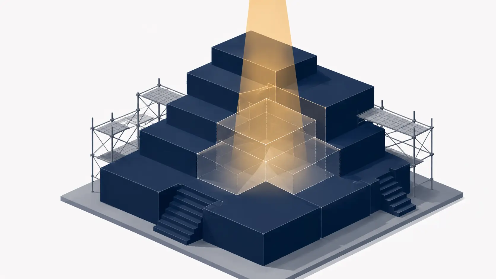 Illustration of a governance structure with a visible gap being illuminated