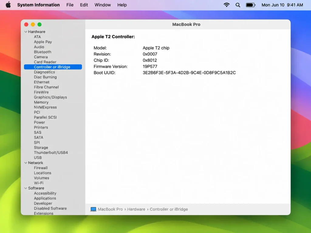 Check for the Apple T2 chip in System Information