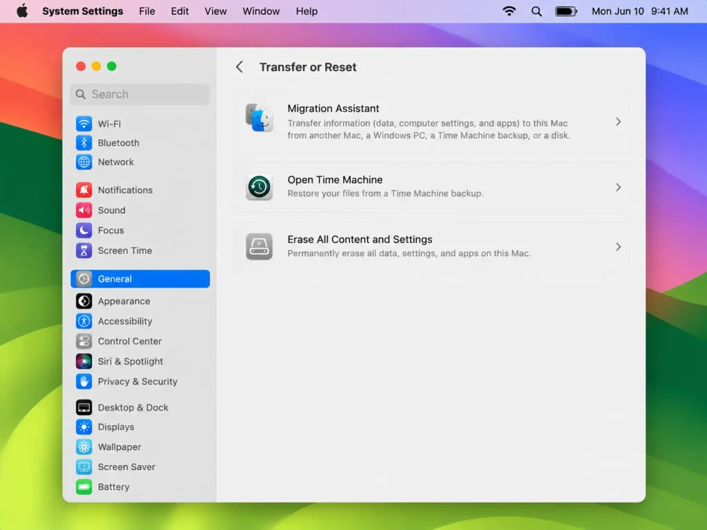 Erase All Content and Settings on Mac