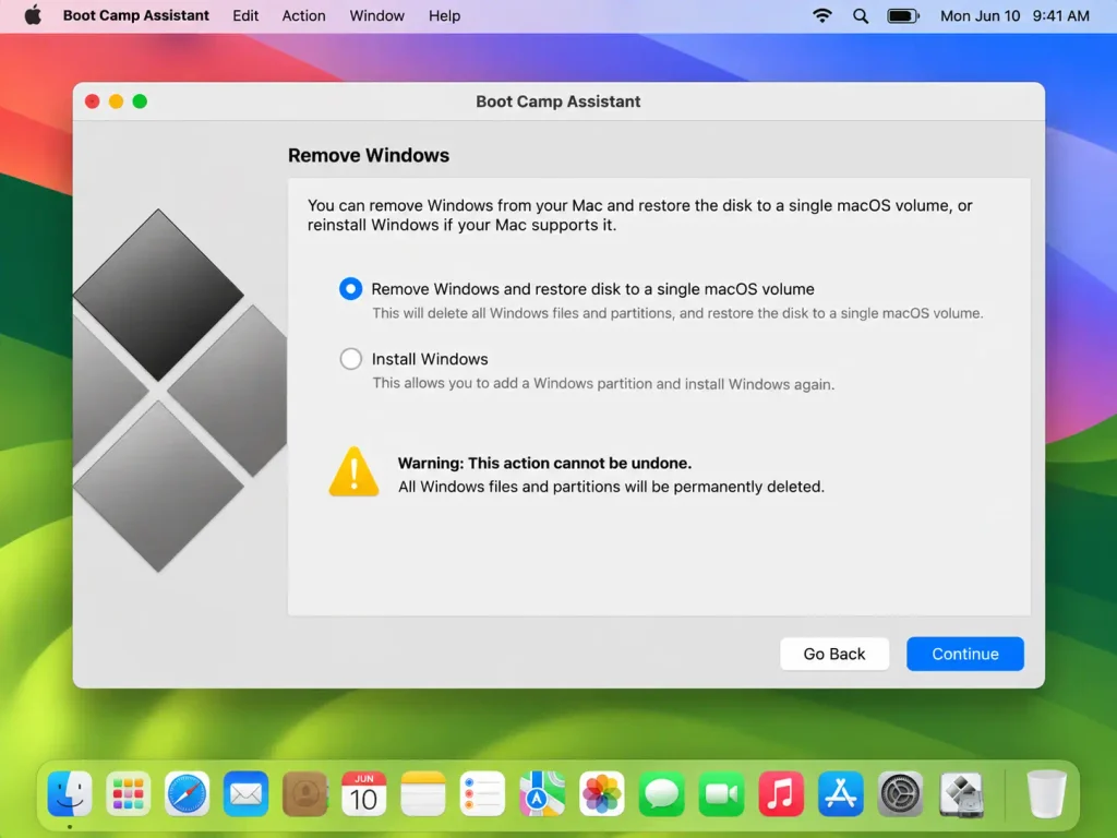 Remove Windows with Boot Camp Assistant
