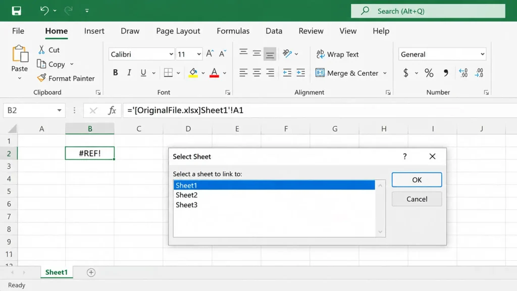 Using an external reference formula to extract data from a damaged Excel file