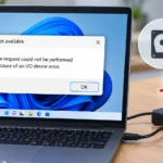 Windows laptop displaying an “I/O device error” message while an external hard drive is connected.