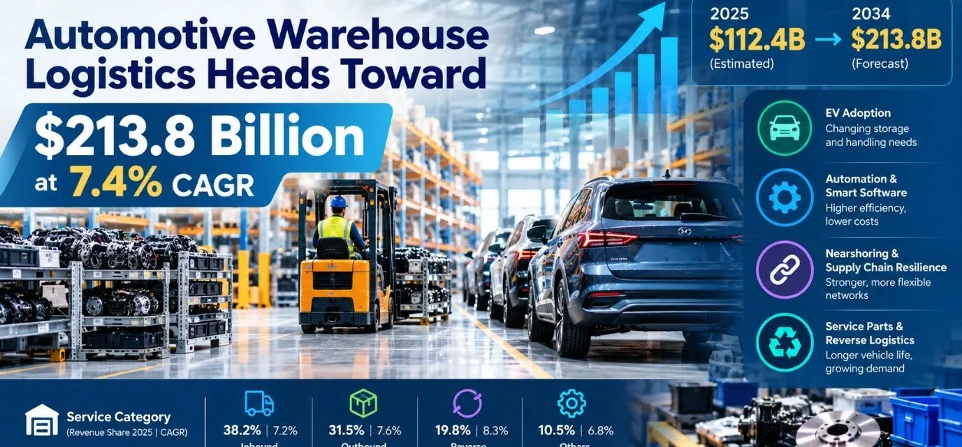 Automotive Warehouse Logistics Heads Toward 213.8 Billion at-7.4 CAGR